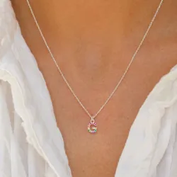 g-kirjain monivärinen zirkoni kaulaketju hopeaa - My Letter