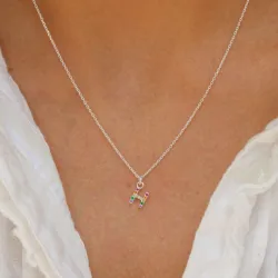 h-kirjain monivärinen zirkoni kaulaketju hopeaa - My Letter