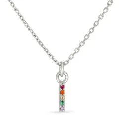 i-kirjain monivärinen zirkoni kaulaketju hopeaa - My Letter
