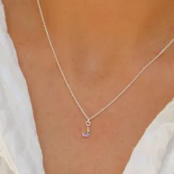 j-kirjain monivärinen zirkoni kaulaketju hopeaa - My Letter