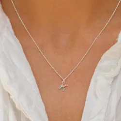 k-kirjain monivärinen zirkoni kaulaketju hopeaa - My Letter