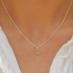 l-kirjain monivärinen zirkoni kaulaketju hopeaa - My Letter