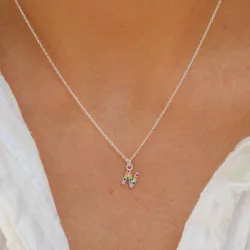 n-kirjain monivärinen zirkoni kaulaketju hopeaa - My Letter