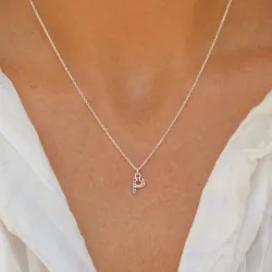 p-kirjain monivärinen zirkoni kaulaketju hopeaa - My Letter