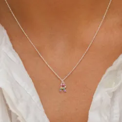 r-kirjain monivärinen zirkoni kaulaketju hopeaa - My Letter