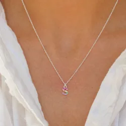 s-kirjain monivärinen zirkoni kaulaketju hopeaa - My Letter