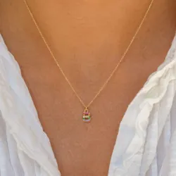 b-kirjain monivärinen zirkoni kaulaketju kullattua hopeaa - My Letter
