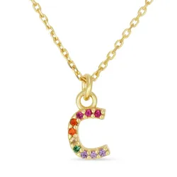 c-kirjain monivärinen zirkoni kaulaketju kullattua hopeaa - My Letter