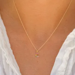 c-kirjain monivärinen zirkoni kaulaketju kullattua hopeaa - My Letter