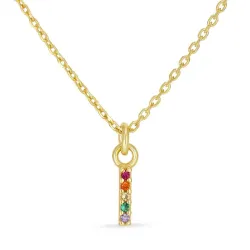 i-kirjain monivärinen zirkoni kaulaketju kullattua hopeaa - My Letter