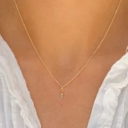 i-kirjain monivärinen zirkoni kaulaketju kullattua hopeaa - My Letter