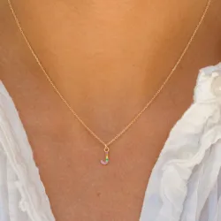 j-kirjain monivärinen zirkoni kaulaketju kullattua hopeaa - My Letter