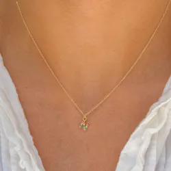 n-kirjain monivärinen zirkoni kaulaketju kullattua hopeaa - My Letter