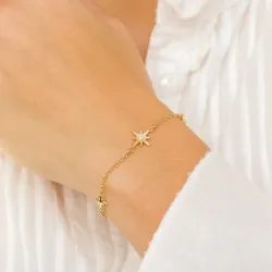 tähti rannekoru kullattua hopeaa