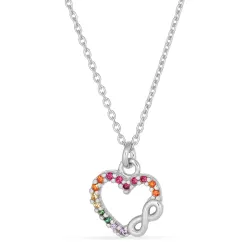 sydän monivärinen kaulaketju hopeaa