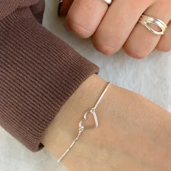 sydän rannekoru hopeaa