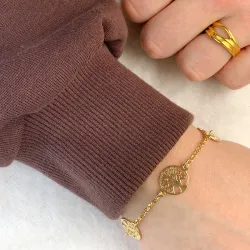 pyöreä elämänpuu rannekoru kullattua hopeaa riipus kullattua hopeaa