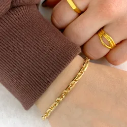 Bnh anker facet armbånd kullattua hopeaa 17 cm x 4,0 mm