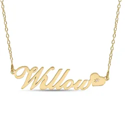 Nimikaulaketjut riipus 9 karaatin kultaa pinta 1 briljanttihiottua timanttia - My Letter