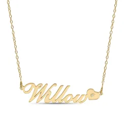 Nimikaulaketjut riipus 9 karaatin kultaa pinta 1 briljanttihiottua timanttia - My Letter