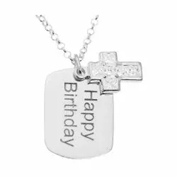 Dogtag Nimikaulaketjut riipus hopea pinta  viistehiottu zirkoni