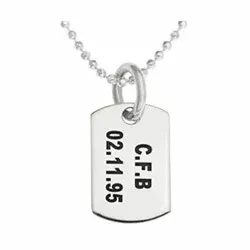 Tyttö dogtag Nimikaulaketjut riipus hopea