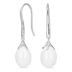 pitkät helmi korvarenkaat  hopea