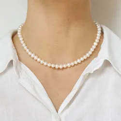 38 cm helmikaulaketju  makeanveden helmi.