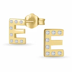 e-kirjain zirkoni korvarenkaat  kullattu hopea - My Letter