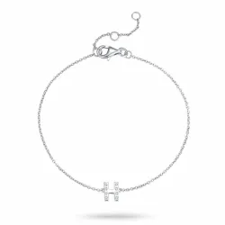 h-kirjain zirkoni rannekoru hopeaa - My Letter