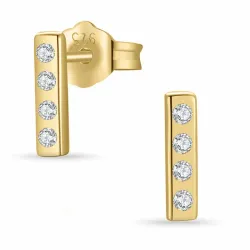 i-kirjain zirkoni nappikorvakorut  kullattu hopea - My Letter