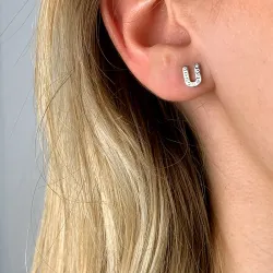 u-kirjain zirkoni nappikorvakorut  hopea - My Letter