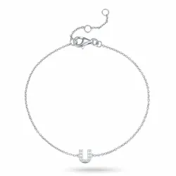 u-kirjain zirkoni rannekoru hopeaa - My Letter