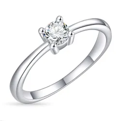 zirkoni solitaire-sormus hopea