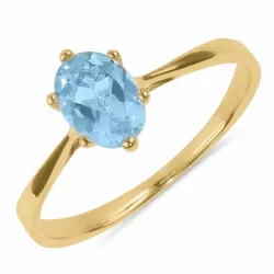 Sininen akvamariinia solitaire-sormus 8 karaatin kultaa