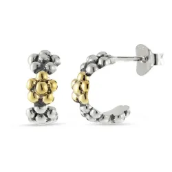 kukka rengaskorvakorut oksidoitu hopea 8 karaatin kultaa