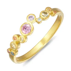 vaaleanpunainen zirkoni sormus kullattua hopeaa - Bubbly Twist