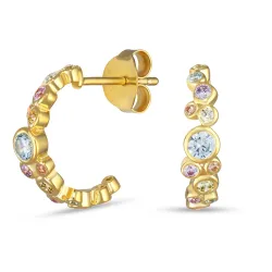 monivärisiä zirkoni rengaskorvakorut  kullattua hopeaa - Bubbly Twist