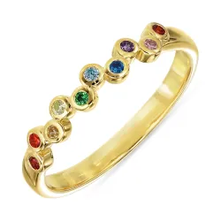 monivärinen zirkoni sormus kullattua hopeaa - Bubbly Twist