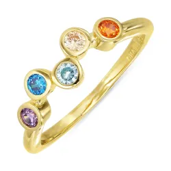 monivärinen zirkoni sormus kullattua hopeaa - Bubbly Twist