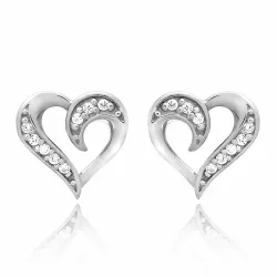 Sydän valkoinen zirkoni nappikorvakorut  hopea