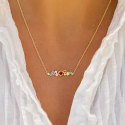 monivärinen kaulaketju kullattua hopeaa - Bubbly Twist