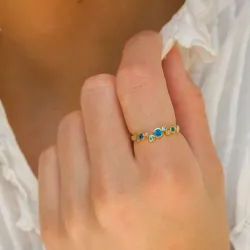 sininen zirkoni sormus kullattua hopeaa - Bubbly Twist