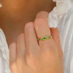 vihreä zirkoni sormus kullattua hopeaa - Bubbly Twist