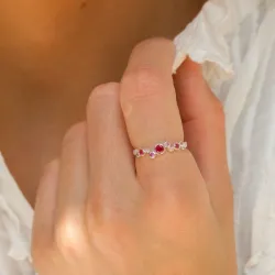 pinkki zirkoni sormus hopea - Bubbly Twist