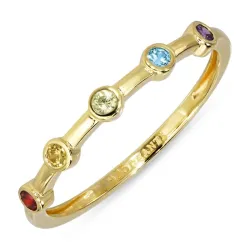 monivärinen zirkoni sormus kullattua hopeaa - Bubbly Twist