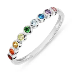 monivärinen zirkoni sormus hopea - Bubbly Twist