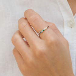monivärinen zirkoni sormus hopea - Bubbly Twist