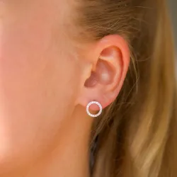 pyöreitä zirkoni korvarenkaat  hopea