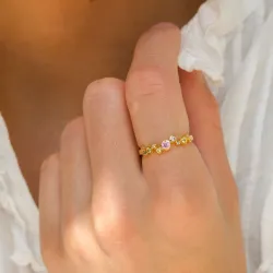 vaaleanpunainen zirkoni sormus kullattua hopeaa - Bubbly Twist